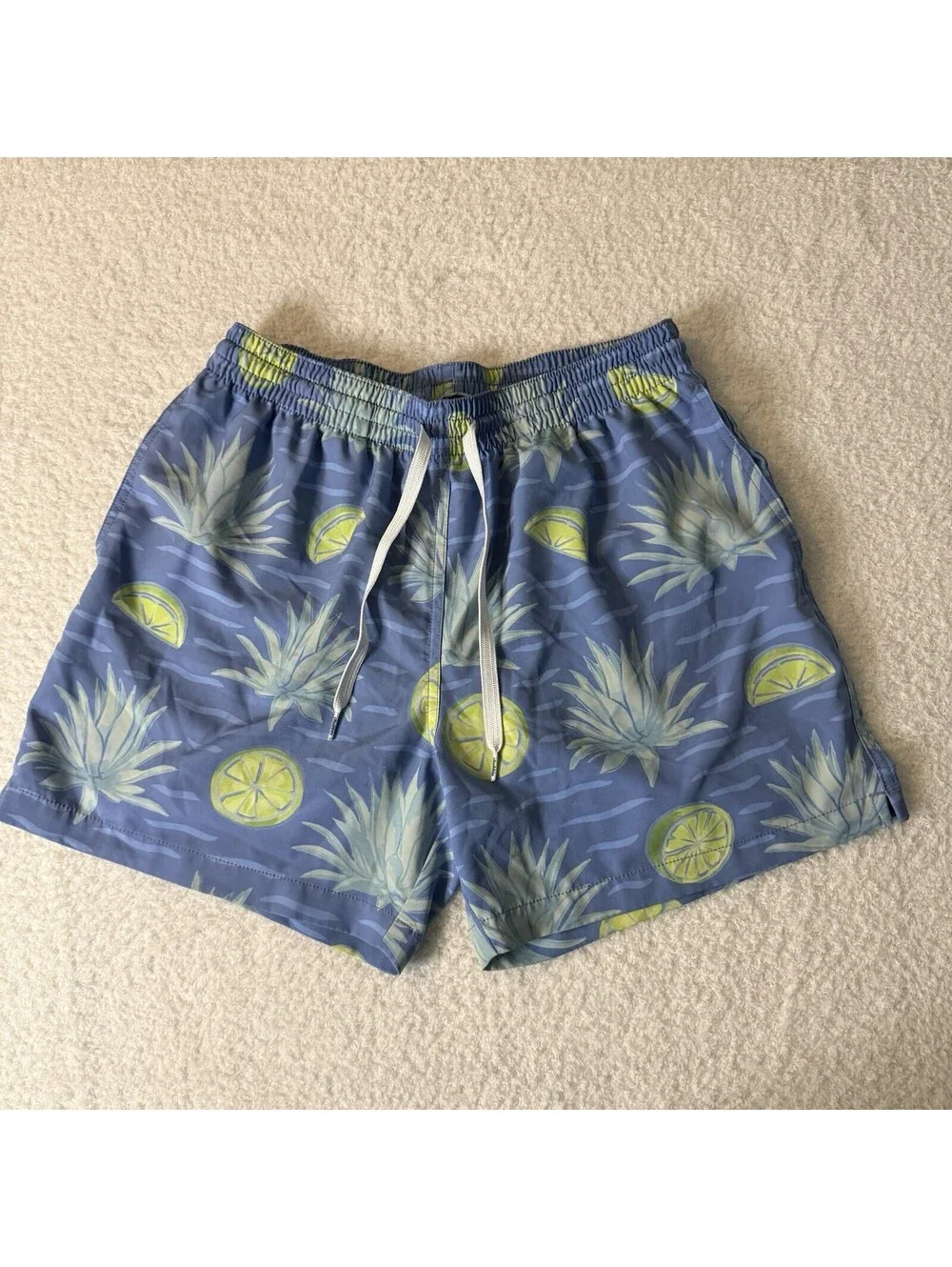 Chubbies Swim Trunks Medium 5.5” Inseam Blue Pineapple Lime Print Lined